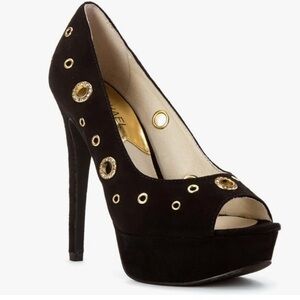 Michael Kors Black Suede Delilah Peep Toe
